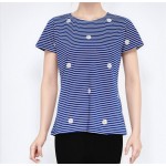 بلوز زنانه یقه گرد راه راه چاپی