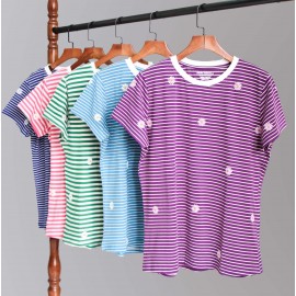 بلوز زنانه یقه گرد راه راه چاپی