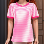 بلوز زنانه یقه قایقی چاکدار راه راه