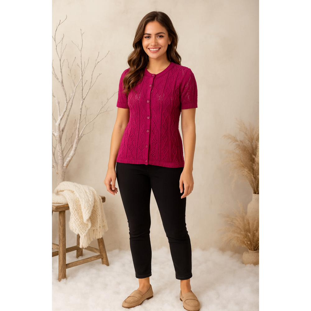 ژاکت زنانه یقه گرد ستونی