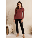 بلوز زنانه یقه برگرد دکمه صدفی