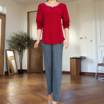 بلوز شلوار زنانه یقه گیپور روبان دوزی